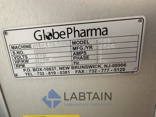 GlobePharma MiniBlend Dry Powder Mixer - Image 7