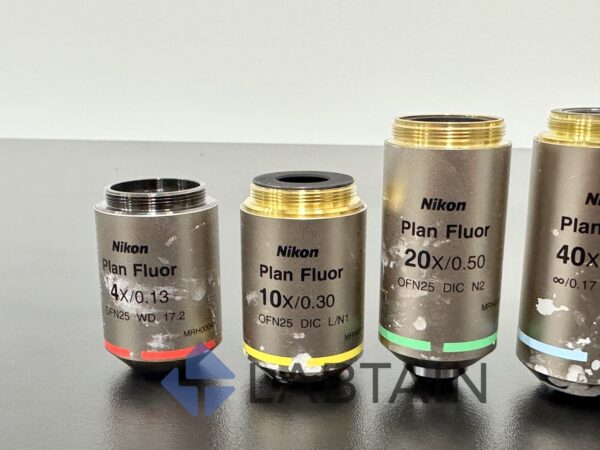 Nikon plan fluor microscope objective set  (4x, 10x, 20x, 40x, 60x) - Image 3
