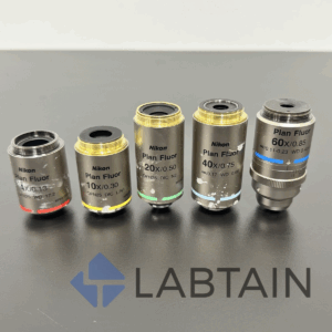 Nikon plan fluor microscope objective set  (4x, 10x, 20x, 40x, 60x)
